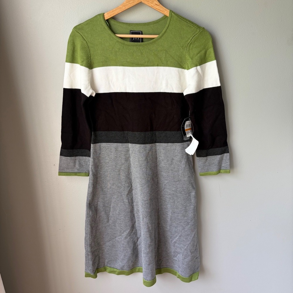 NWT Jessica Howard JH Women Green Colorblock Knit Sweater Dress women's size s